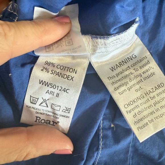 391 Roar Western Cowboy Top Blue Purple Embroidered Gem Shirt Large - Picture 8 of 9